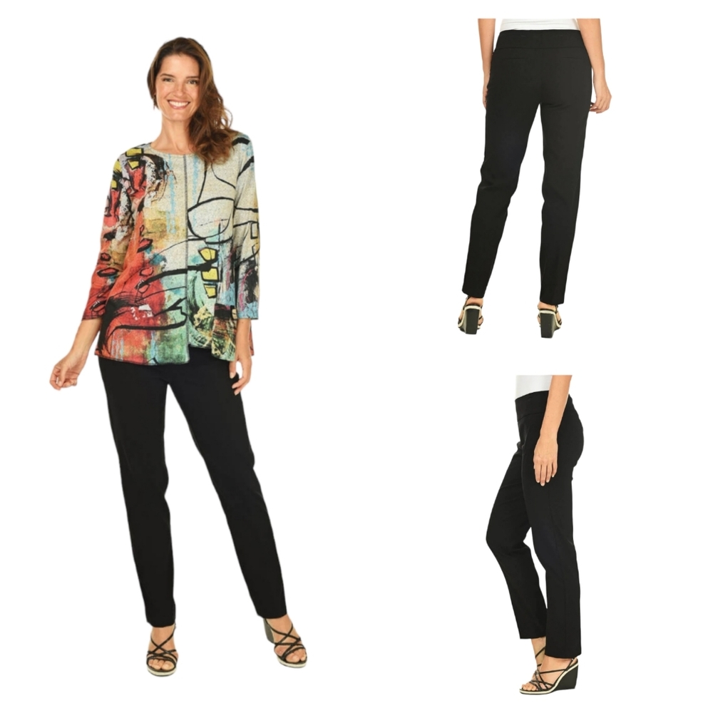 Zac & Rachel Textured Fabric Black Pull On Black Pants Size 16